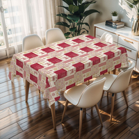 Nappe carrée en plastique gris RNPT à motif floral doux, housse de table en plastique anti-poussière pour table à manger intérieure