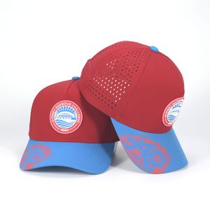 หมวกแก๊ปตาข่ายแบบกำหนดเอง OEM พร้อมโลโก้ 5 แผง ปีกโค้งเล็กน้อย แบบ Snapback ป้ายยางกันน้ำ หมวกกอล์ฟ - Product Image 2