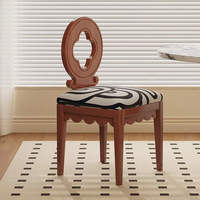 Fauteuil d'appoint en bois massif de style français, inspiré des designers, dossier trèfle, luxe léger, décontracté, vintage, mobilier de maison
