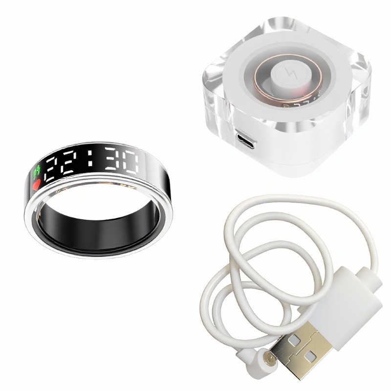 Argent + Câble de chargement magnétique + Étui de chargement
