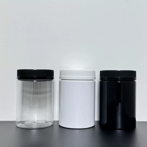 Contenants cosmétiques noirs personnalisés de 200 <span class=keywords><strong>ml</strong></span>, 250 <span class=keywords><strong>ml</strong></span>, <span class=keywords><strong>300</strong></span> <span class=keywords><strong>ml</strong></span>, 500 <span class=keywords><strong>ml</strong></span>, pot en plastique PET avec couvercle en plastique noir - Product Image 4