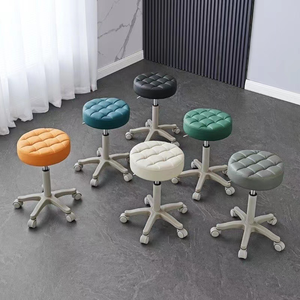 Leather Ergonomic Eco-Friendly Salon Barber Chair Rotating Lifting Pulley <b>Stool</b> 360 Degree Rotation School - Product Image 1