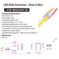 Borne de bande LED à connexion rapide Snap-fit 10MM 3Pin CCT Connecteur LED flexible pour éclairage de bande LED COB 10MM