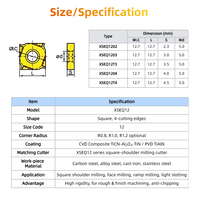 Plaquettes de fraisage indexables à trois faces Xseq12, 4 lames, revêtement PVD, pour fraiseuse CNC, acier et acier inoxydable, OEM