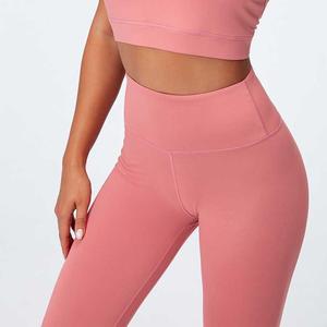 Leggings de Yoga de Cintura Alta para Mujer, OEM, Sólidos, Transpirables, de Secado Rápido, Sin Costuras, Elásticos, 100% Poliéster, para Correr, Gimnasio y Deportes - Product Image 1