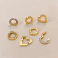 EManco Fermoir Découpé en Acier Inoxydable, Zircone Ronde, Forme de Cœur, Poli Miroir, pour Colliers, Fabrication de Bracelets, DIY
