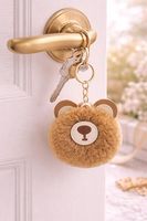 Porte-clés et pendentif en peluche ours mignon avec pompon en fourrure imitation vison pour femmes et adolescentes, pour sac à dos