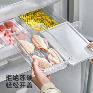 Transparent Plastic Food <b>Storage</b> <b>Box</b> Rectangle Flip Top Lid Freezable Refrigerator Drawer Container For Meat Vegetables Eggs - Product Image 1