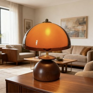 Mushroom Solid Wood Table Lamp Warm <b>Light</b> E27 Switch Control Bedroom Living Room <b>Night</b> <b>Light</b> Study Decoration - Product Image 2