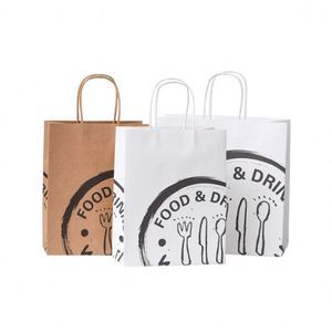 Bolsas de Papel al por Mayor con su Propio Logotipo, Bolsa de Papel Kraft Marrón para Llevar Comida con Asa - Product Image 6