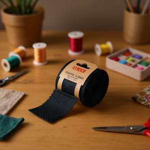 ILAN Nastro in Lino Nero 6cm x 2m per Cucito e Progetti Fai-da-Te - Product Image 3