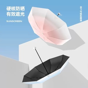 Paraguas plegable de cinco pliegues, 8 varillas, resistente a los rayos UV, de nailon, mini, portátil, para sol y lluvia, diseño minimalista de viaje - Product Image 1