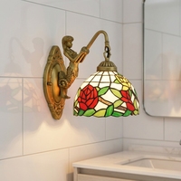 Applique murale LED en verre teinté de 8 pouces, design fleurs et feuilles, luminaire pour salon, escalier, couloir, chambre à coucher