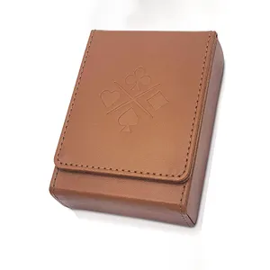 Customizable Single Deck Leather Playing Card Organizer Case leather Poker and Bridge Cards Holder with magnetic closure