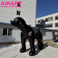Sculpture de chiot gonflable surdimensionnée en tissu Oxford brillant noir, décoration artistique gonflable en forme d'animal pour exposition en extérieur