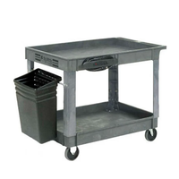Carrito de Servicio Industrial de Dos Niveles para Almacenamiento de Herramientas, Carro de Plástico con Ruedas de 5 Pulgadas, 40'' de Largo x 26'' de Ancho x 33'' de Alto, Capacidad de 500 LB