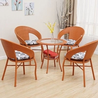 Table à manger en fer forgé de haute qualité, éclairage de jardin, ensemble de Table et de chaises rondes et rustiques pour l'extérieur
