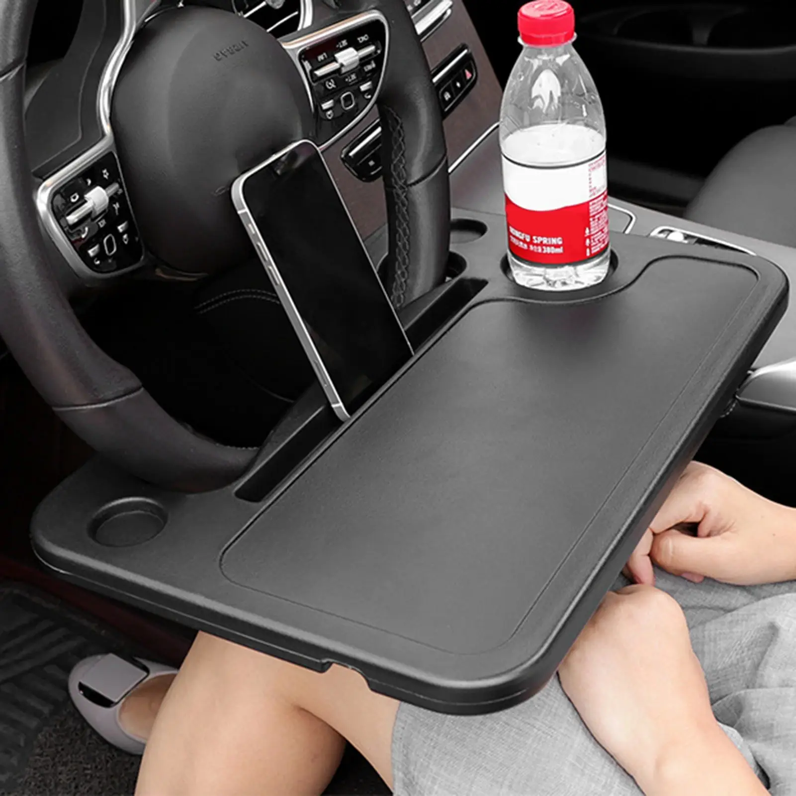 Mesa portátil multifuncional para el volante del coche, bandeja de comida que se adapta a la mayoría de los vehículos, volante Interior del coche