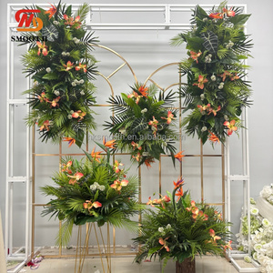 Centre de table floral artificiel en soie, motif orange tropical, pour décoration florale de table de mariage - Product Image 3