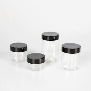 Vente en gros de pots ronds transparents en PET de qualité alimentaire de 3,5 grammes pour herbes sèches et fleurs, anti-odeur, avec couvercle noir et étiquettes personnalisables - Product Image 5