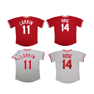 Jersey Retro de Béisbol Americano Cosido al por Mayor # 11 Barry Larkin # 14 <span class=keywords><strong>Pete</strong></span> <span class=keywords><strong>Rose</strong></span> # 44 Eric Davis - Product Image 3