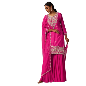 Thobe Musulmán Azul de Alta Calidad para Mujer, Manga Larga, Estilo Étnico Tradicional, Cuello Alto Personalizado, Modal, Salwar Kameez para Fiesta - Product Image 4