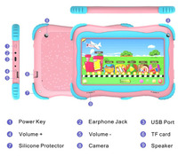 Tablette éducative Android 10.0 de 7 pouces avec processeur Allwinner A100 64 bits quadricœur pour enfants