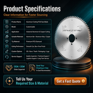 Disco de Corte de Diamante Industrial de Alta Precisión con Acabado Liso, Diámetro de 550 <span class=keywords><strong>mm</strong></span>, Eje de 30 <span class=keywords><strong>mm</strong></span>, para Aluminio PCD - Product Image 2