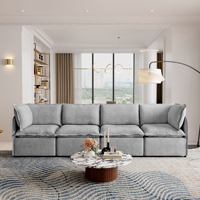 ATUNUS Wohnzimmermöbel Modernes Italienisches Minimalistisches Simuliertes Leinen-Stoff L-Form Modulares Ecksofa mit Eisenrahmen