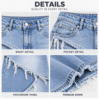 Jeans personnalisés pour femmes, à jambes larges, avec patchwork effiloché, taille haute, bords bruts, denim délavé, pour le streetwear