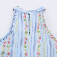 Robe courte décontractée à la mode pour femmes, sans manches, bleu, imprimé floral, à lacets