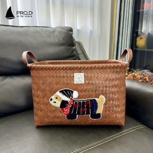 <span class=keywords><strong>Pro</strong></span> D populaire rotin PU américain teckel panier à vêtements sales panier de rangement pour vêtements - Product Image 5