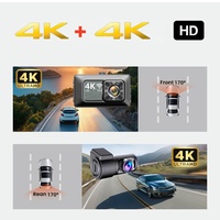 Caméra de tableau de bord de voiture 3 pouces 4K+4K, mini caméra double, Wifi GPS FHD 3840*2160P, enregistreur de tableau de bord de voiture, caméra avant et arrière avec application