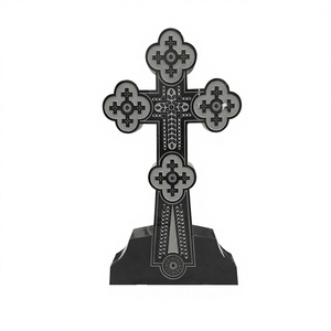 Croix en granit noir, pierre tombale en granit, monuments funéraires en forme de croix, croix funéraires en granit en gros, motifs de croix en granit, design moto - Product Image 4