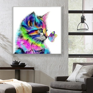 Bán buôn đầy màu sắc mèo 5D kim cương khảm sơn Vòng chấm đầy đủ khoan in phong cách Châu Âu cho trang trí nội thất - Product Image 2