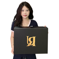 Boîte Cadeau Rigide Pliable Magnétique de Luxe Grand Format Recyclable Noire Classique pour Présentation, Embossage et Emballage