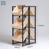 4-Tier metalen en houten displaystandaard, lange vloerstaande kruidenier met verstelbaar, zwaar retailrek voor thuis, keuken