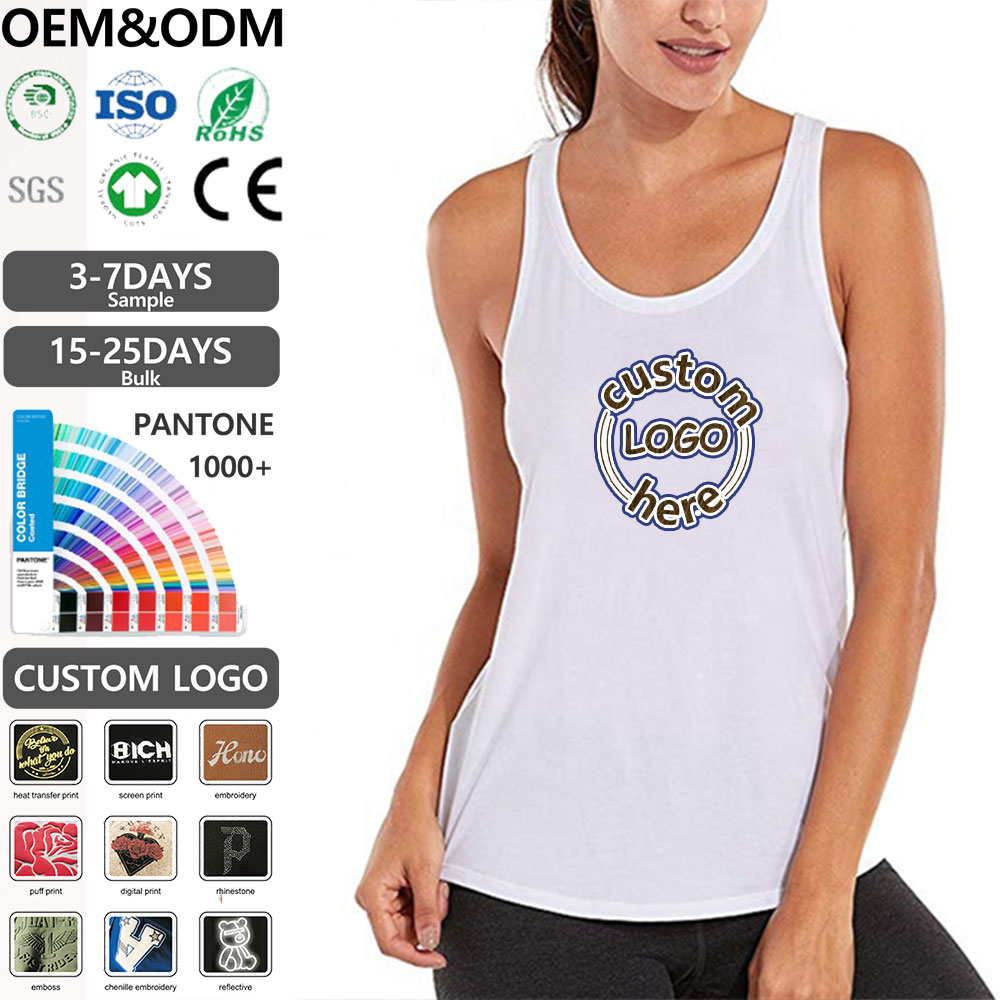 Sportswear Women's Ladies Sports Tank Top Custom logo Printing Summer Activewear Top Woman Workout Yoga Tank Top
