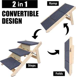 Escalier en bois 2-en-1 de grande capacité, rampe pour <span class=keywords><strong>chien</strong></span>, escalier pliable pour <span class=keywords><strong>voiture</strong></span> et lits, escalier pour tous les chiens et chats - Product Image 5