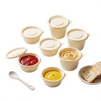 Contenant à sauce jetable biodégradable en amidon de maïs, écologique, avec couvercle, petit emballage portable pour vinaigrette