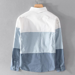 <span class=keywords><strong>Chemise</strong></span> RNSHANGER à patchwork contrasté pour homme, en coton, manches longues, printemps automne, style rétro <span class=keywords><strong>cargo</strong></span> décontracté <span class=keywords><strong>avec</strong></span> poches - Product Image 3