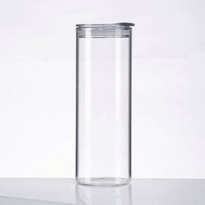 Verre à pinte de 16 oz en PP pour sublimation, Mug globe à neige transparent à double paroi, avec couvercle pré-percé pour paille, Gobelet en verre moderne, Cadeau d'entreprise pour boissons - Product Image 1