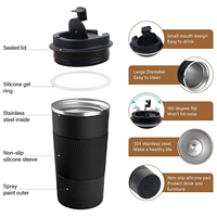 Vente en gros de gobelets isothermes réutilisables en acier inoxydable de 12 oz et 17 oz, anti-fuite, avec couvercle rabattable, pour café, voyage, avec logo personnalisé