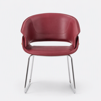 Chaise de salle à manger pour restaurant, café, hôtel, salon, dossier incurvé, chaise latérale rembourrée rouge, base en métal