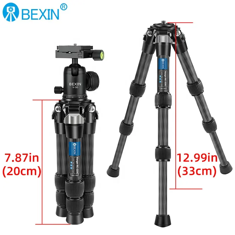 BEXIN taşınabilir ayarlanabilir profesyonel masaüstü Mini karbon Fiber Tripod standı telefon dijital SLR video kamera için