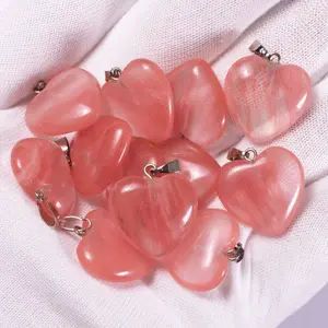 DIY barato precio de fábrica de cuarzo sandía corazón colgante personalizado chapado en oro rosa cadena colgantes de jade