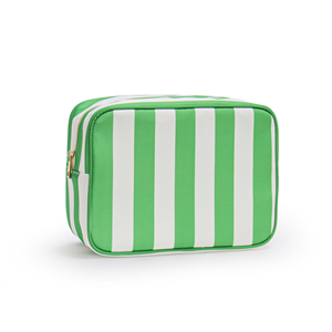 Bolsa de Maquillaje Plegable, Reutilizable, Ecológica, Ligera y Portátil para Mujer, con Diseño de Rayas Verdes y Cierre de Cremallera - Product Image 3