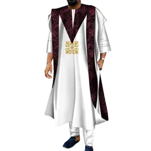 Asta da uomo africano set camicia Ankara 3 pezzi abito da sposa set tradizionale musulmano