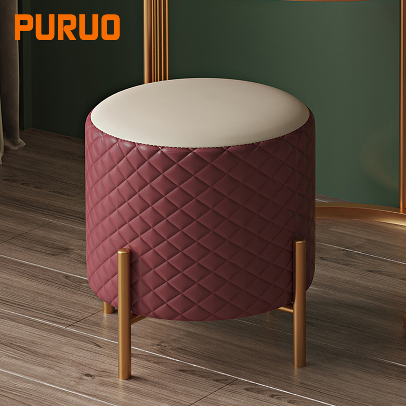 Мебель PURUO современного дизайна Бархатная обивка антикварные латунные стальные ножки оттоманка Пуф стул маленький диван стул