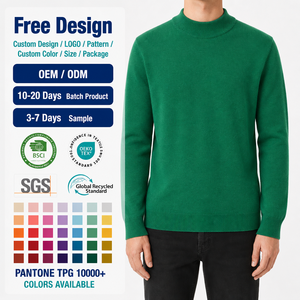 Hochwertiger Herren-Rollkragenpullover Smaragdgrün Fein Gestrickt Langarm mit Geripptem Saum OEM ODM Fertigung - Product Image 3